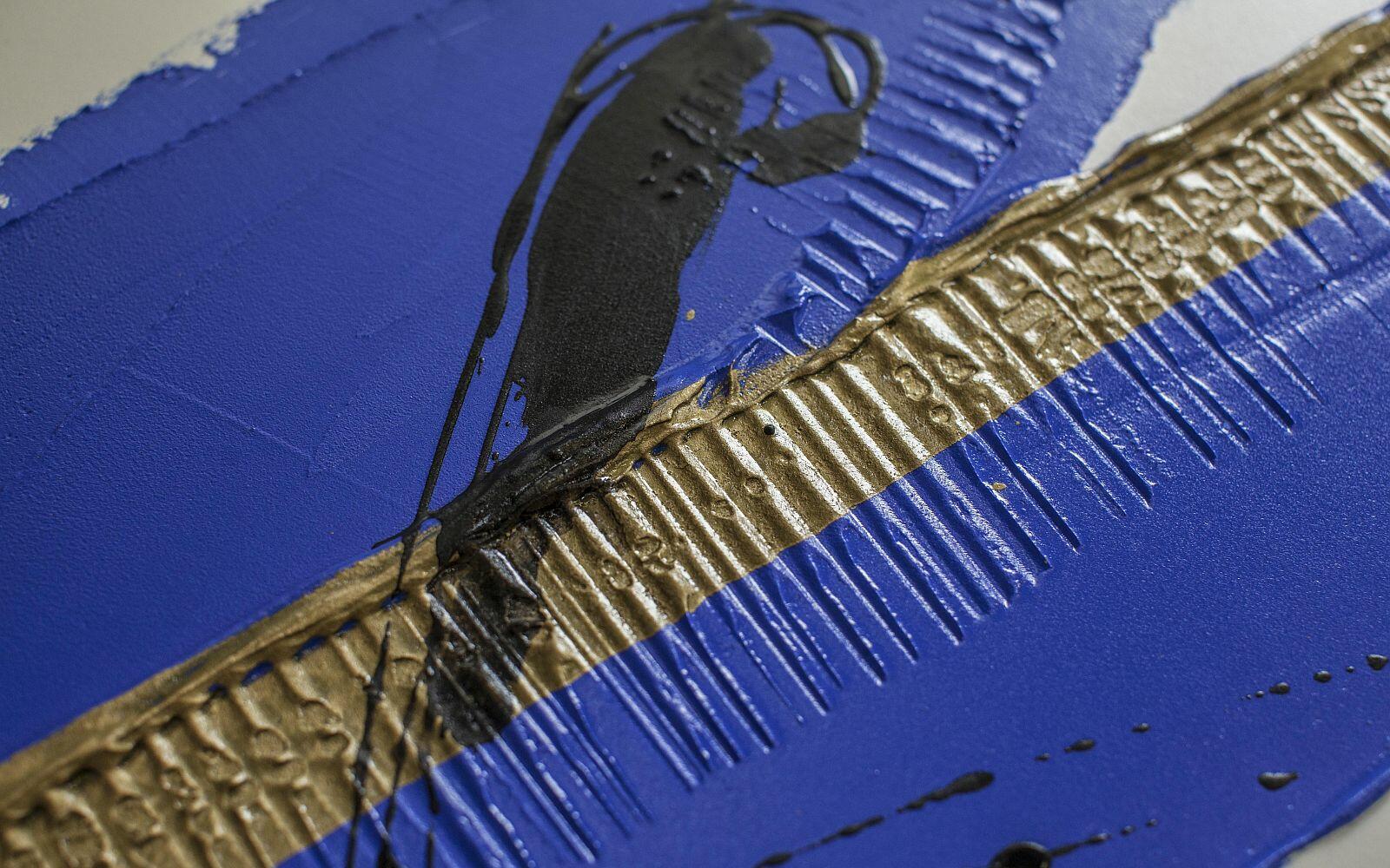 Handpatinierte Oberfläche BEMM Cinier Blue Gold 