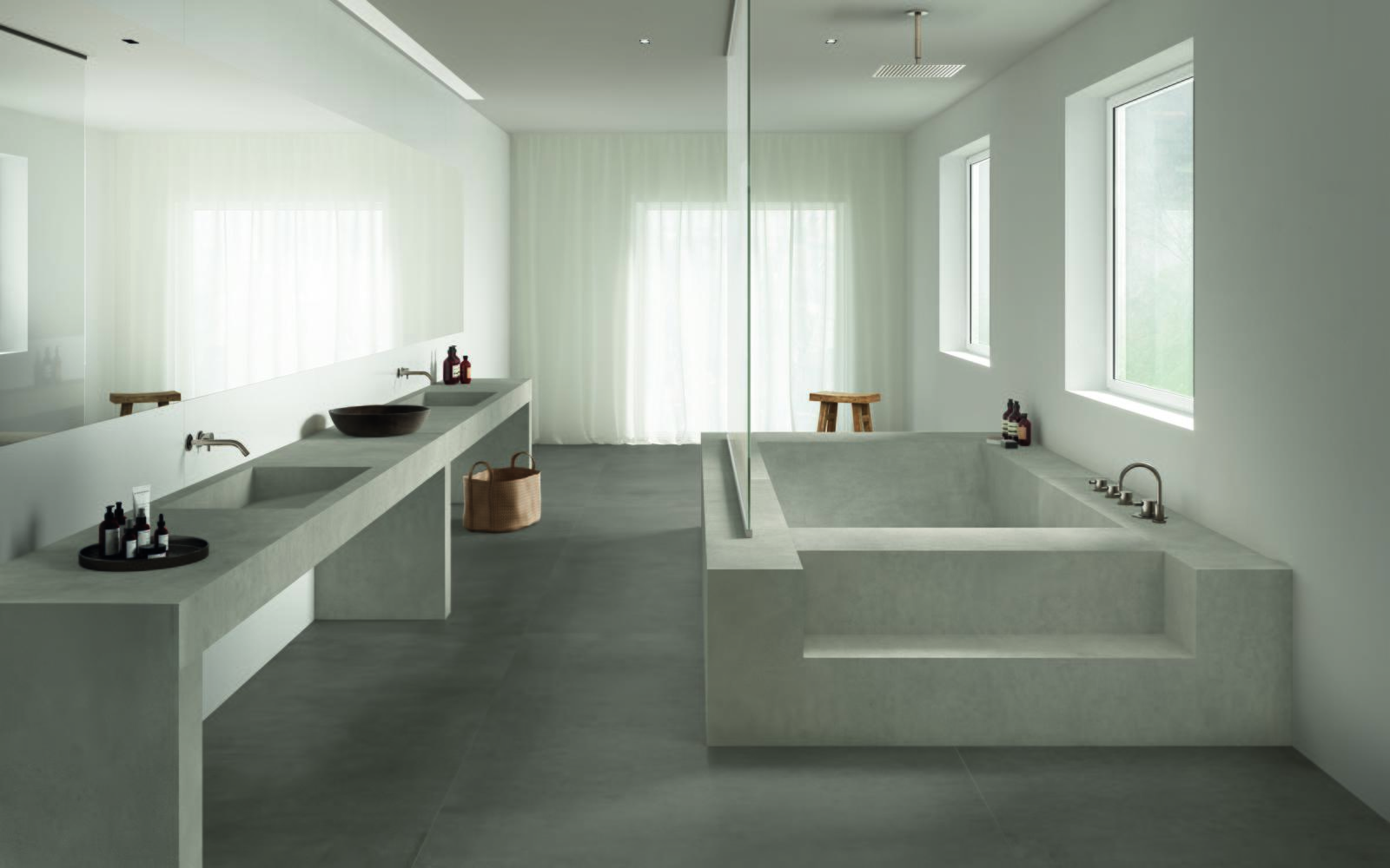 modernes Badezimmer mit großen Fliesen von Marazzi